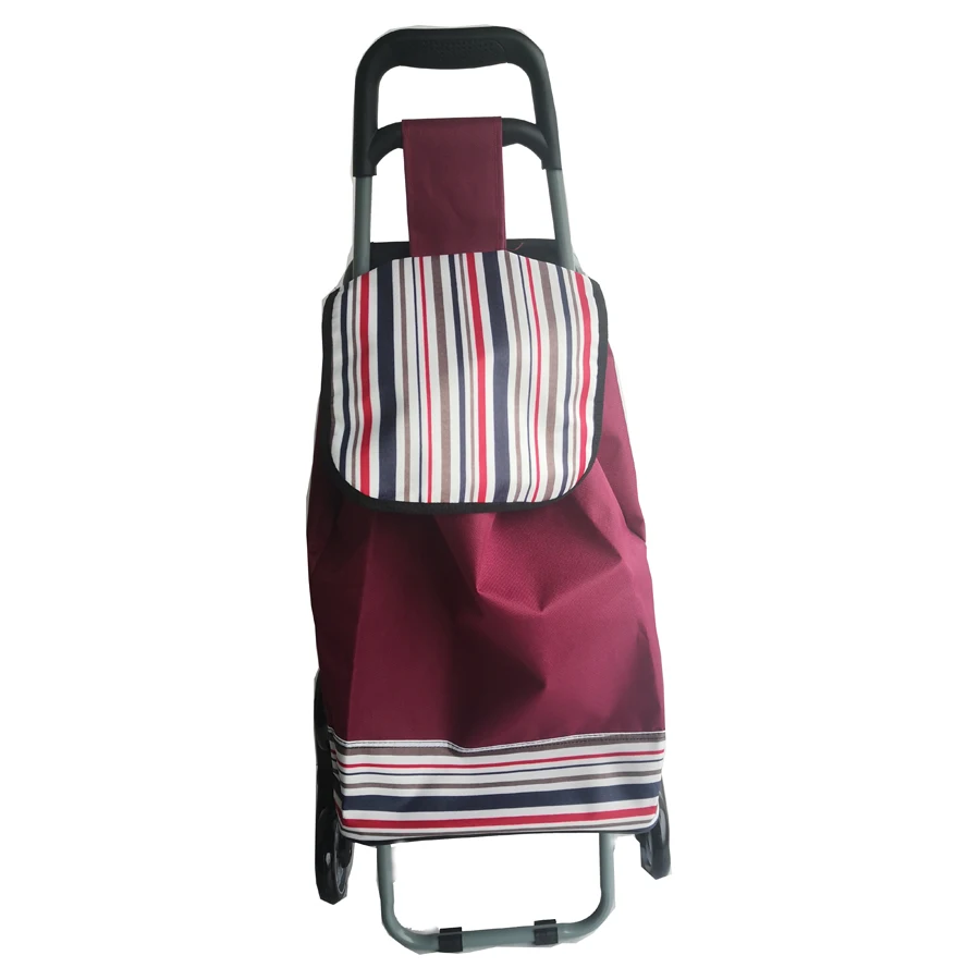 Custom Logo Portable Shopping Cart Trolley Bag Folding Shopping Trolley Cart