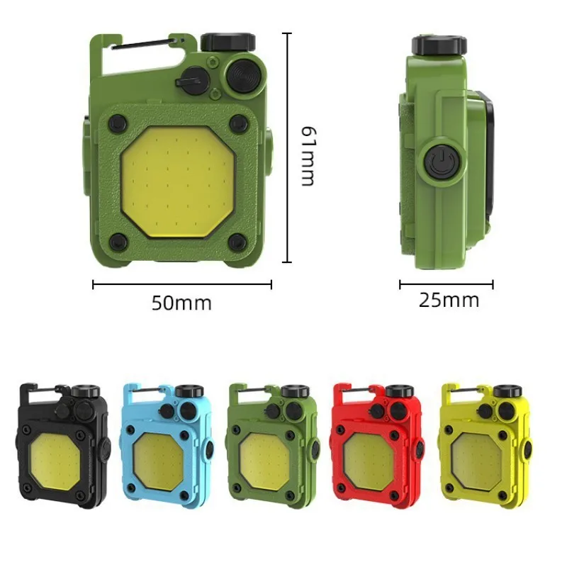 Keychain Working Light Cob Small Type-C USB Rechargeable Flashlights 6 Modes Portable Pocket Work Light With Magnet Base