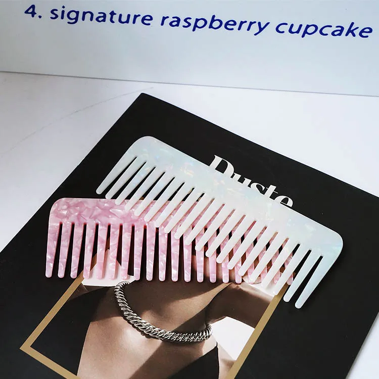 MingHe Wide Tooth Comb Wholesale Pink Square Straight Hair Comb Acetate Custom Wide Combs For Women