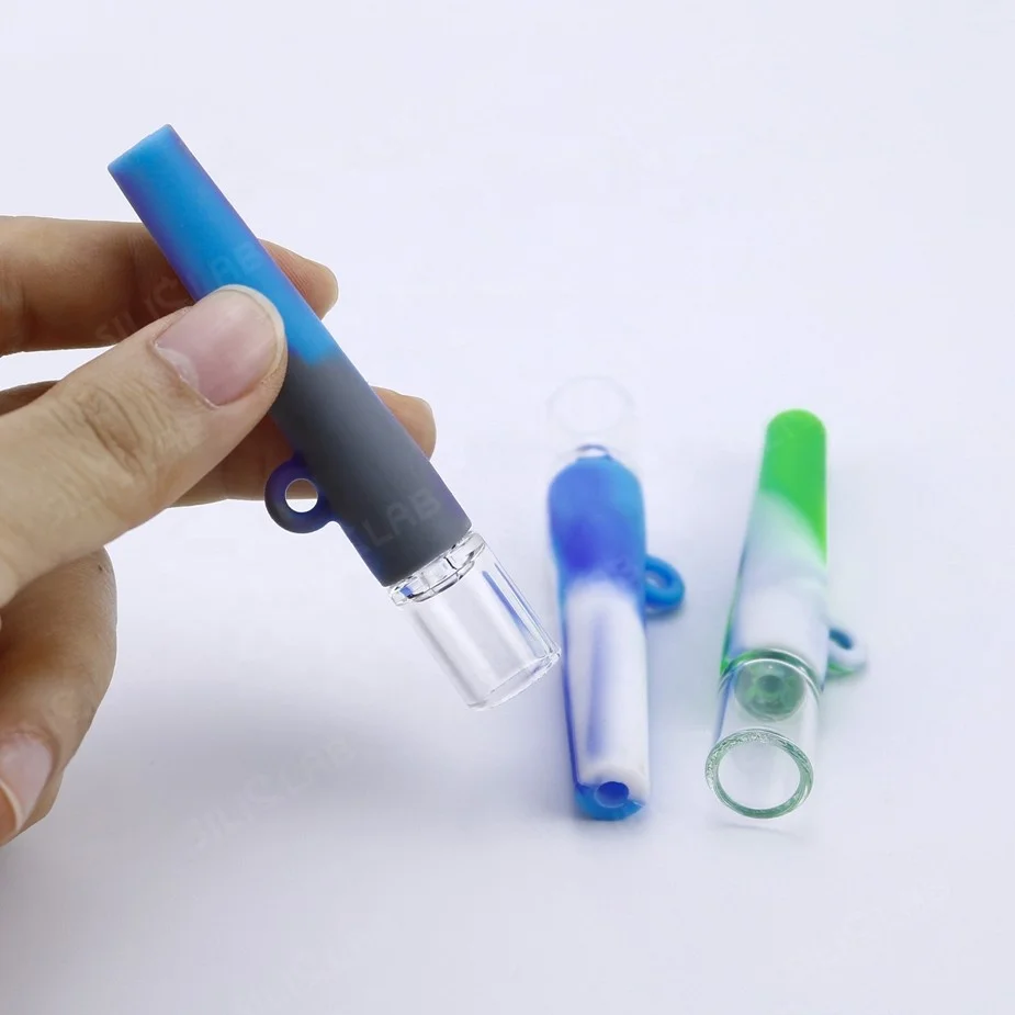 Силиконовая трубка для курения Mini One Hitter, стеклянная трубка для табака, трубка для удаления меда, труба для концентрированного масла Dabs