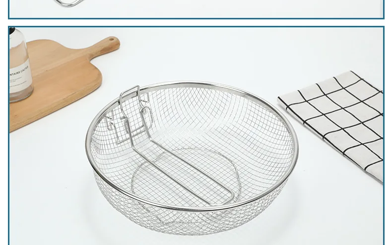 kitchen tool food grade stainless steel wire mesh drain basket fruit vegetable drain basket customized size kitchen colanders