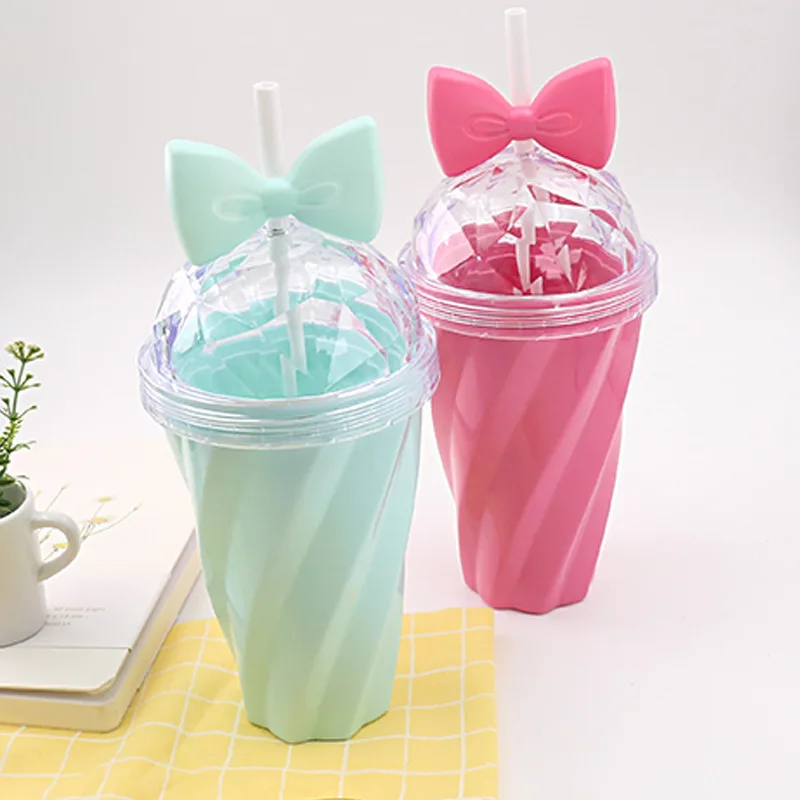 Reusable Ice Cream Tumbler Cup with Straw bpa Free Water Tumbler with Cute Pattern for Kids Funny Straw Tumbler Cups for Gift