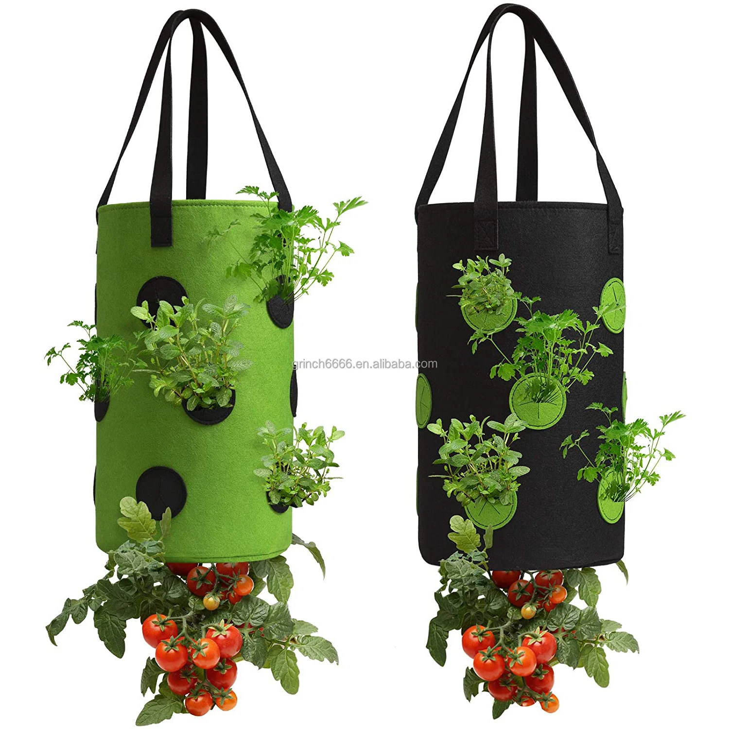 Gardens Upside Down Tomato Herb Planter Durable Aeration Fabric Strawberry Planter Bags Hanging Strawberry Planter