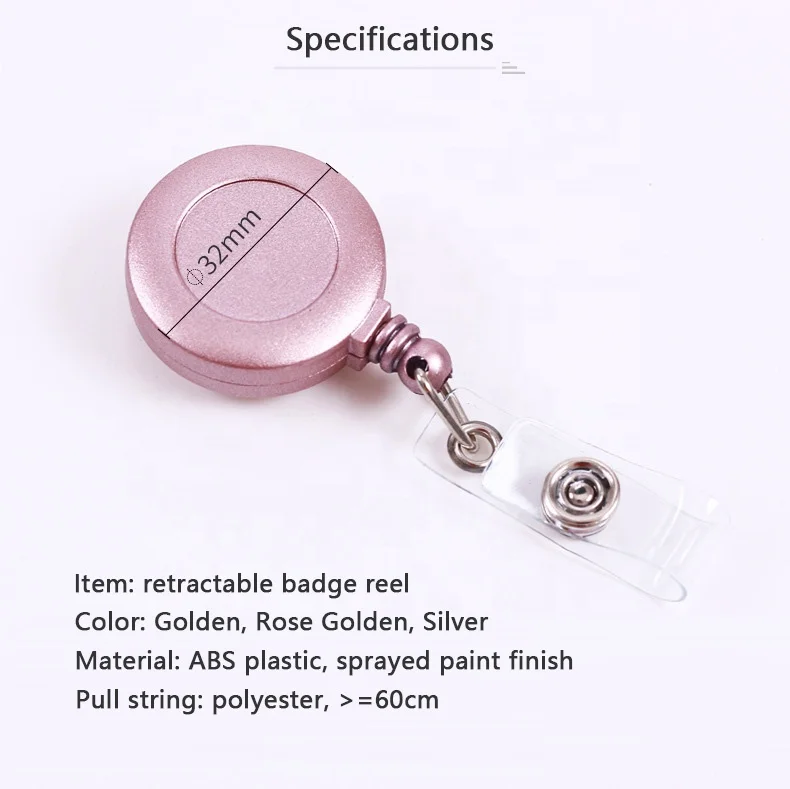 Custom Metal Like Spray Paint Plastic Retractable Badge Glitter Blank Medical Student Round Shaped Yoyo ID Card Holder Clip