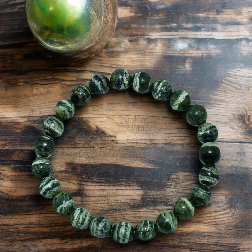 Vintage Style Green Zebra Jasper Beaded Bracelet 6/8/10mm Sizes Wedding Engagement Buddhism Party Fashion Jewelry Gift