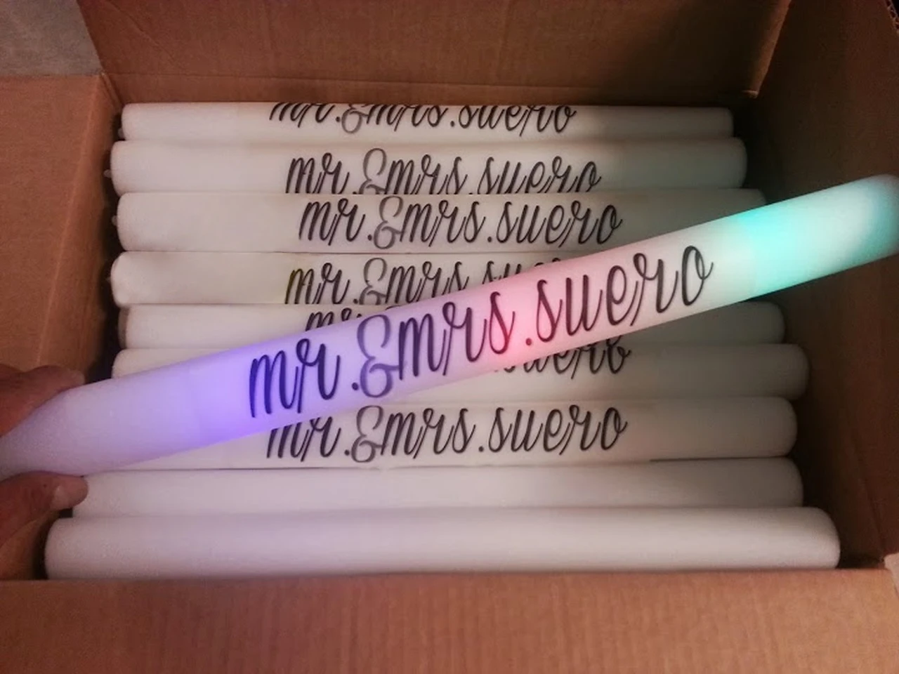 Custom Logo LED Foam Light Up Sticks Bulk Wands with 3 Colorful Flashing for Wedding, Birthday, Concert, Halloween Glow Party