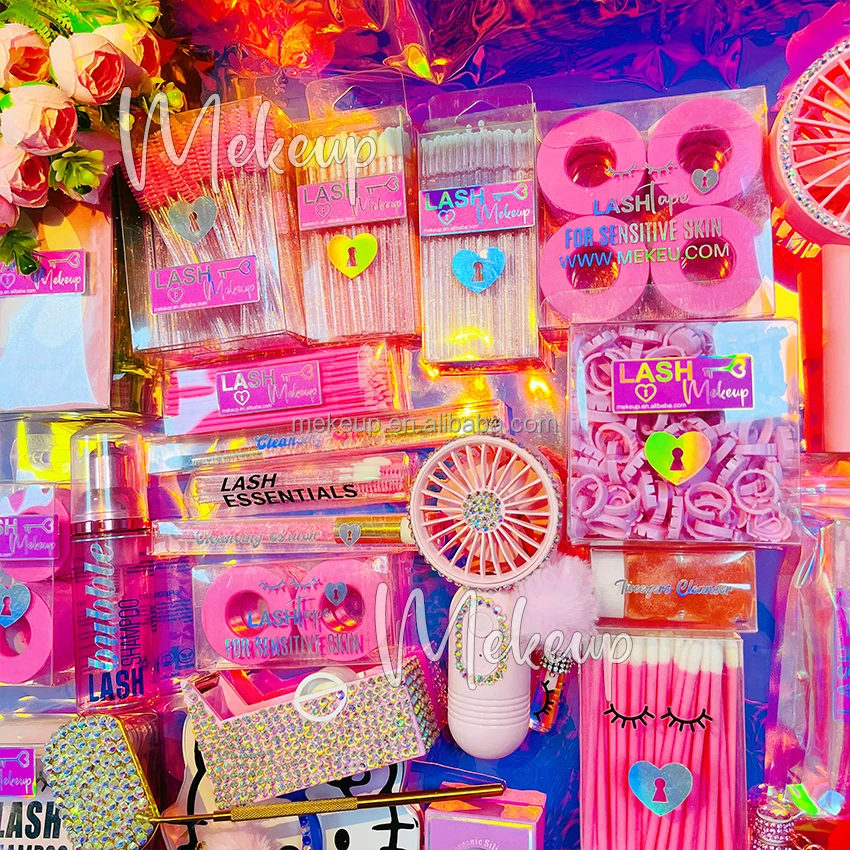 Custom Logo Acrylic Lash Tile With Cover Wholesale Acrylic Eyelash Extensions Lash Tile Lid Palette Box Pink Black Lash Tiles