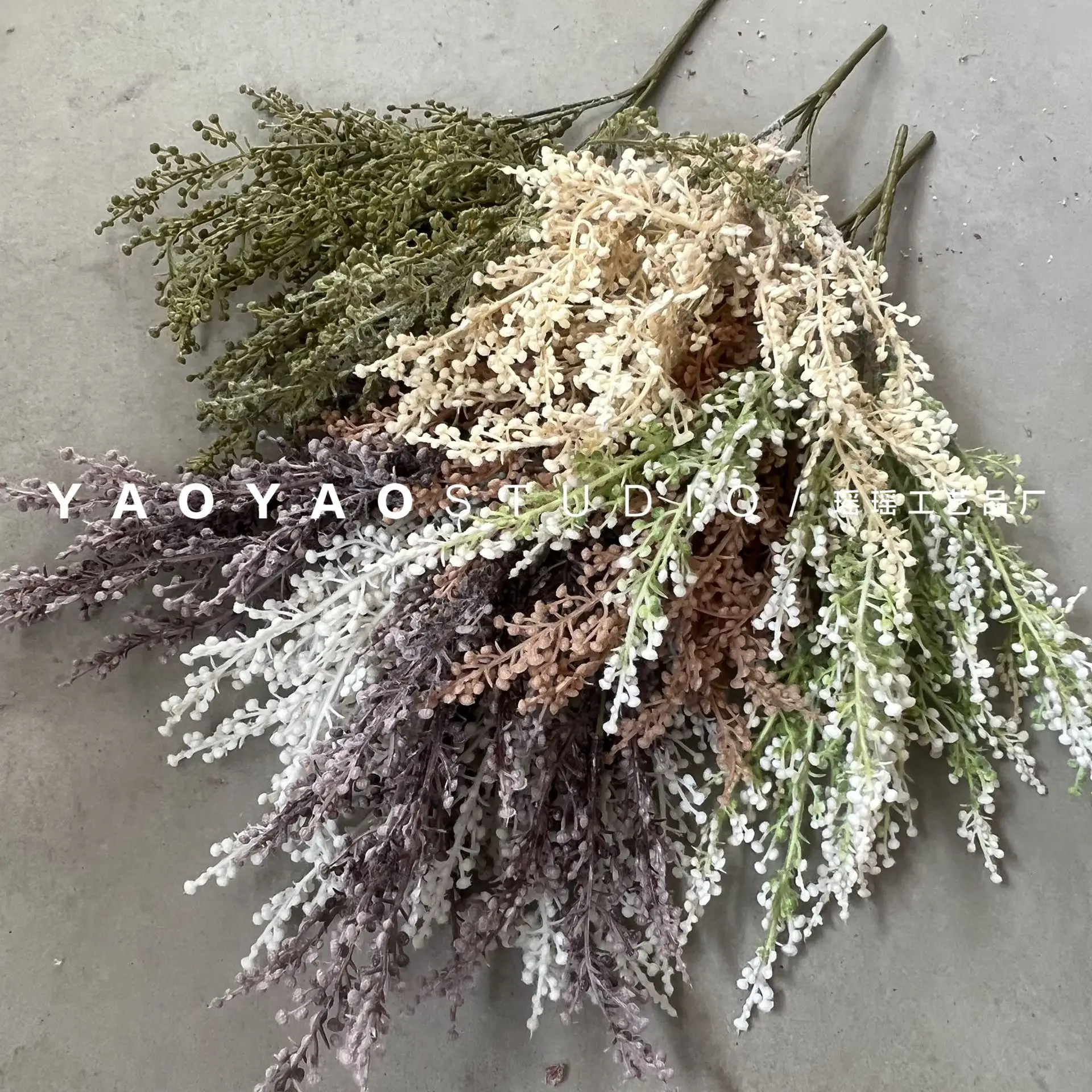 5 Fork Retro Style Grape Fruit Holding Flower Millet Grass Forest Green Plant Home Decoration Material Plastic simulated