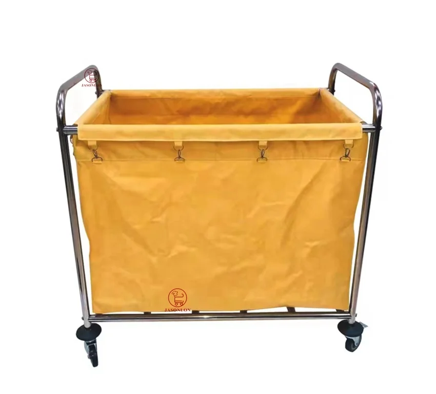 Good Quality Hot selling Hotel Room Service Stainless Steel Rectangle Shape Cart Laundry Cart Linen Trolley