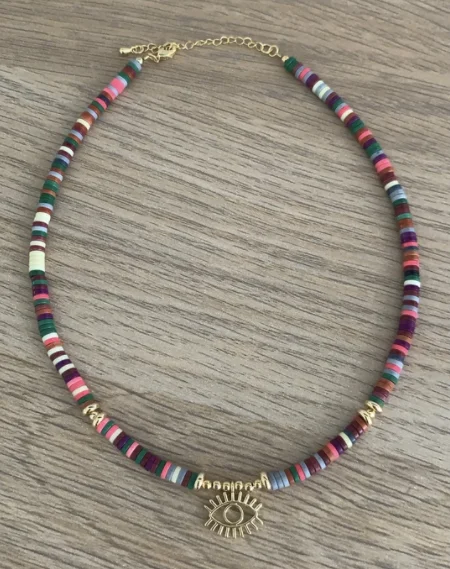 Fashion colorful Polymer Clay  Evil Eye Choker Necklace for Women Girl