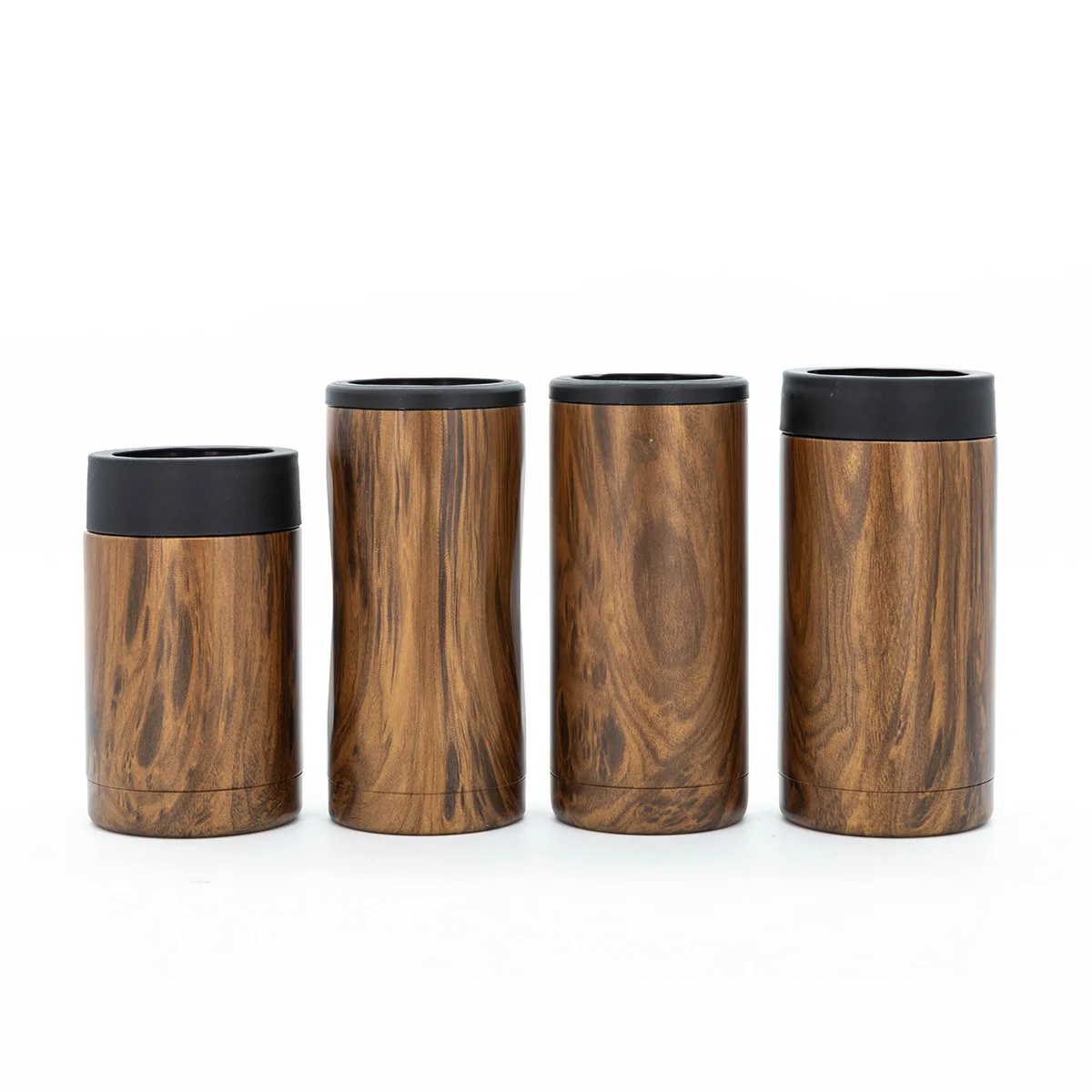 Luxury Custom Wood Grain Portable Beer Can Cooler Beer Holder Bottle 12 oz Skinny Cooler for Cans