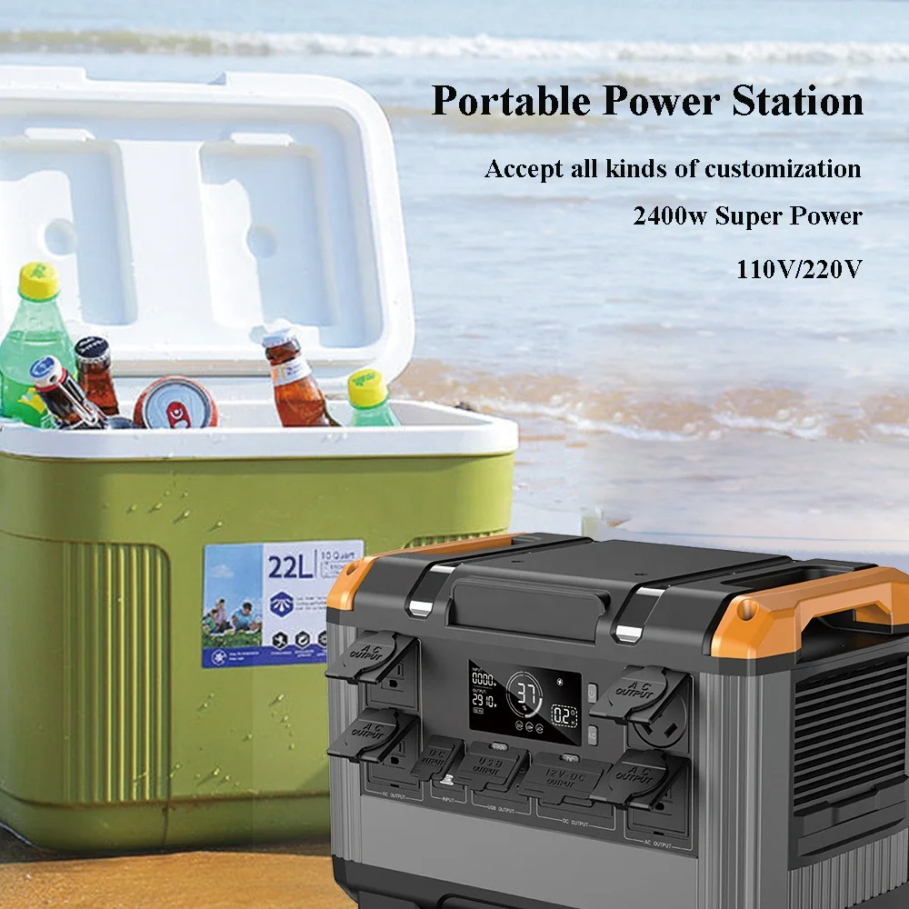 2400W Power station LiFePO4 Solar Generator 230V EU Plug Portable Power Station Bank With UPS For Emergency