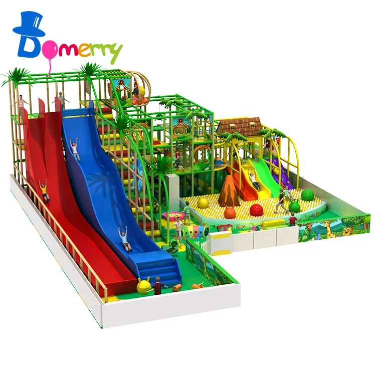 Kids indoor playground ball cannon indoor playground trampoline and slide equipment jungle play center