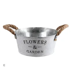 Pastoral Iron Hemp Rope Handle Hanging Bucket Indoor  Decoration Retro Flower Pots in Bulk