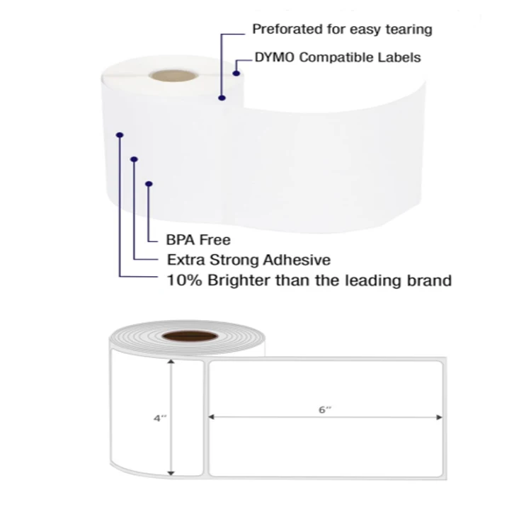 Factory Wholesale Multi-size High Quality Strong Adhesive Direct Thermal Label Stickers Barcode Packaging Labels