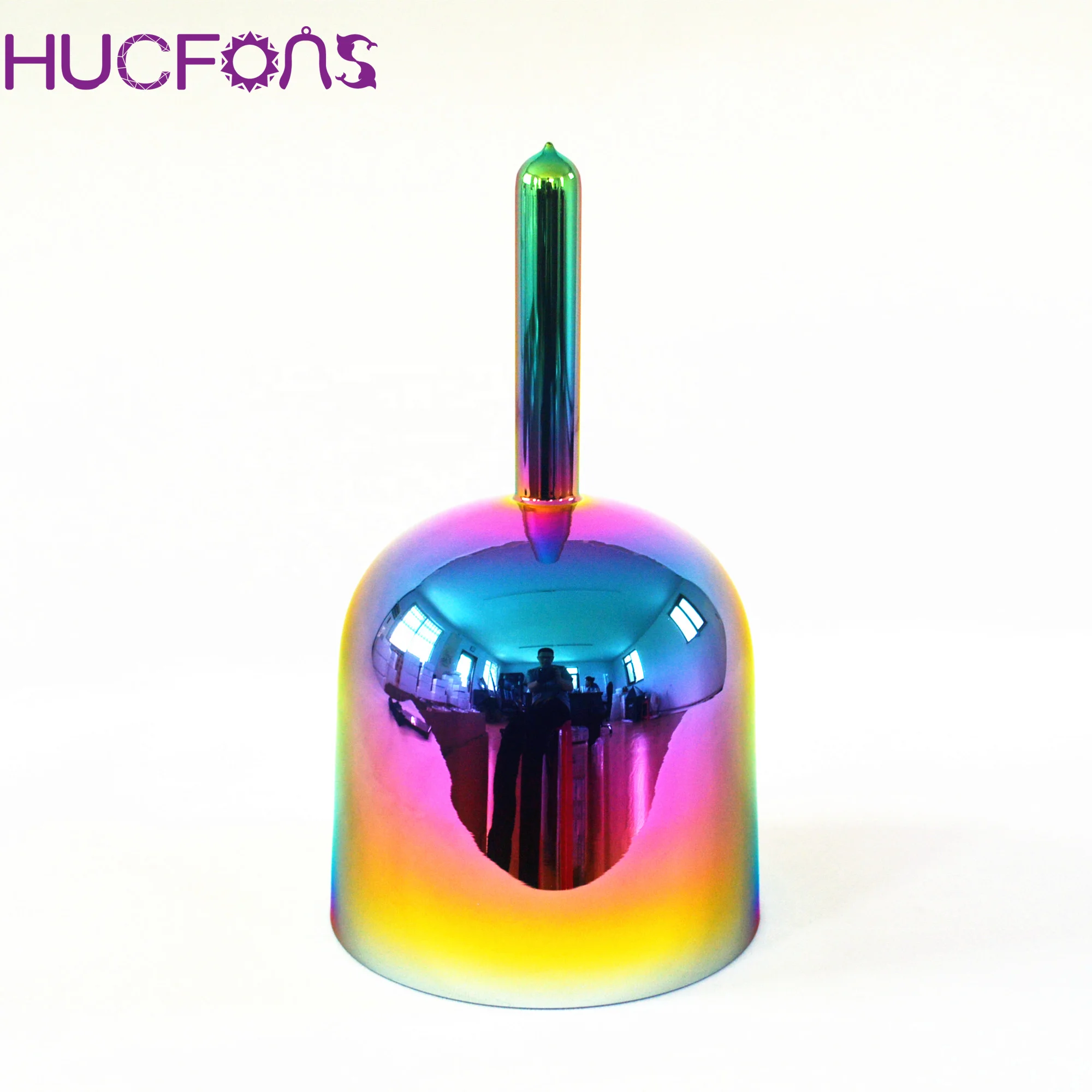 HF Gorgeous Handle Crystal Singing Bowl Titanium Plated Bowl Sound Healing Meditation Octave 3rd 4th Quartz Sound Bowl