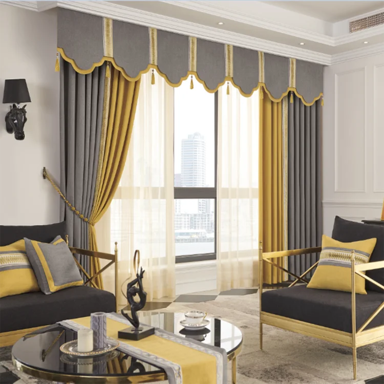 Luxury Classical Hotel Window Curtain Design With Dubai Style Hotel European Curtain Fabric Raw Material