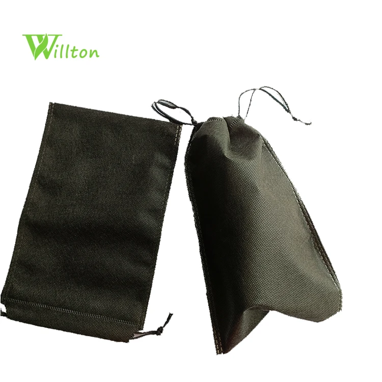 Eco-friendly reusable dust bag spunbonded non woven storage bag black drawstring nonwoven bags