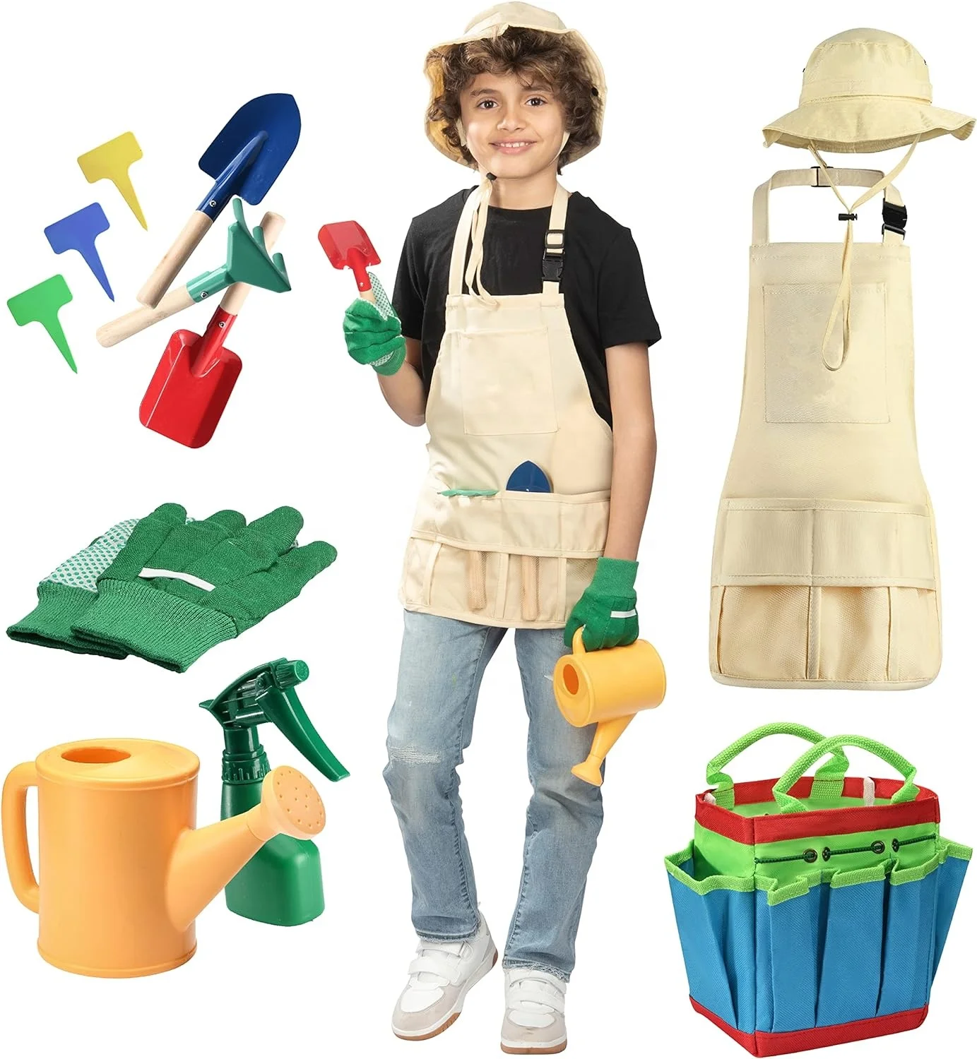 kids garden tools set hand tools and equipment kit with kids apron gloves shovel fork rake mini garden Kids Garden Toy