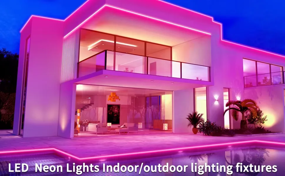 16.4FT 333FT 50F Dazzling Colors LED Rope Light with App Remote Control Multiple Modes DIY T RGB IC Neon Lights for Living Room