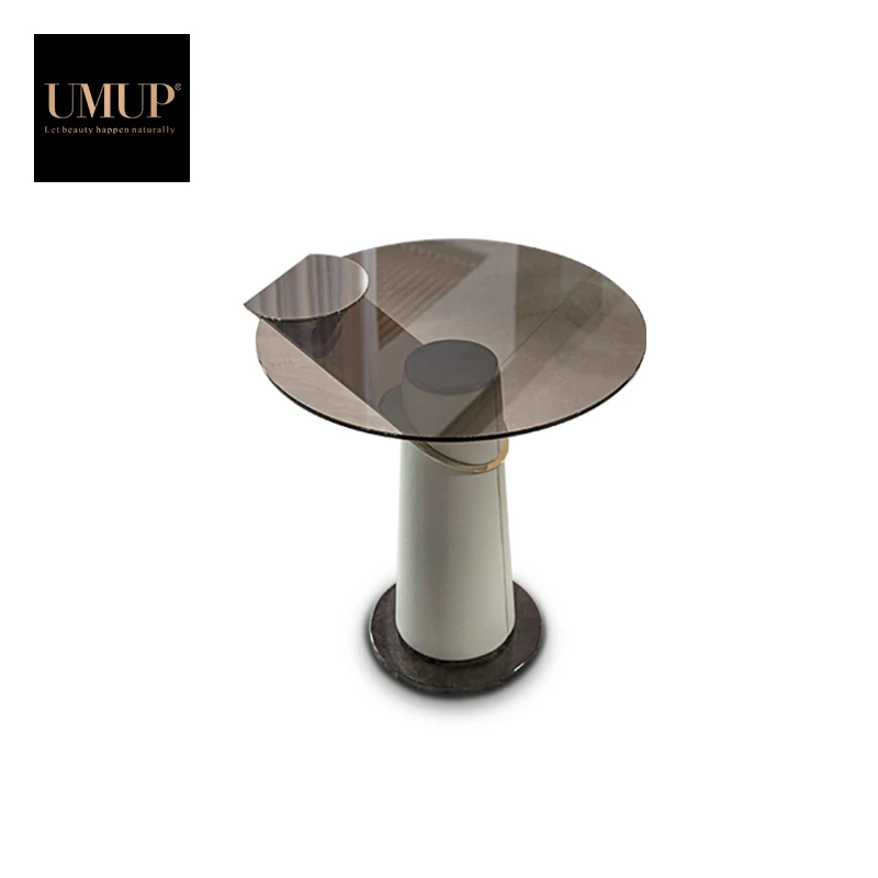 living room furniture round white luxury modern glass gold end side coffee table