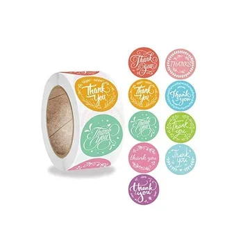 Thank You Stickers Roll Flower Beautiful Styles 500 Units in One Roll for Gift Decor Sealing Label