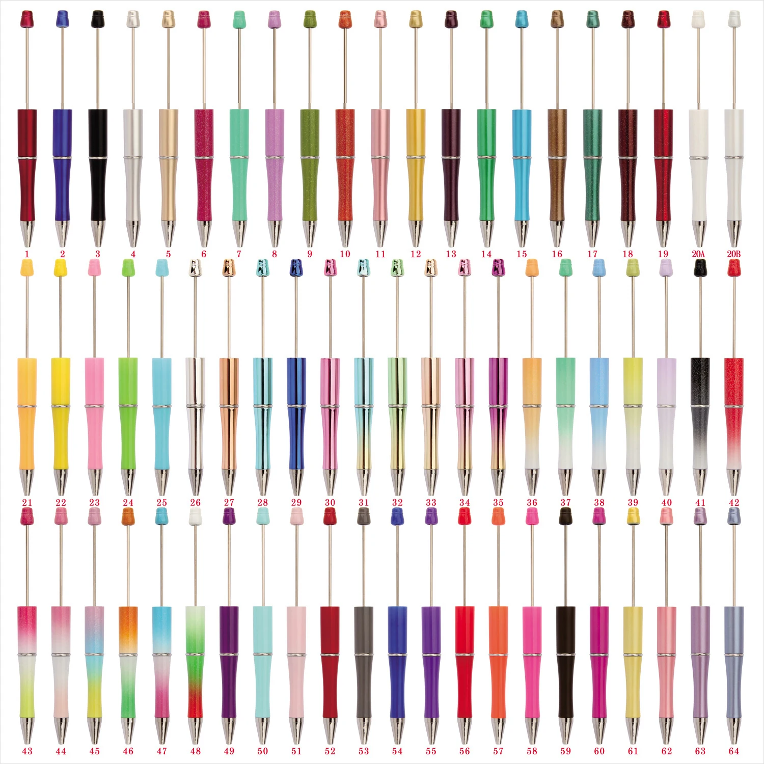Personalized Ballpoint DIY Pens Add Top Glitter Beads With Plastic Ballpoint 67 Colors For Bead Pens Manufacturer