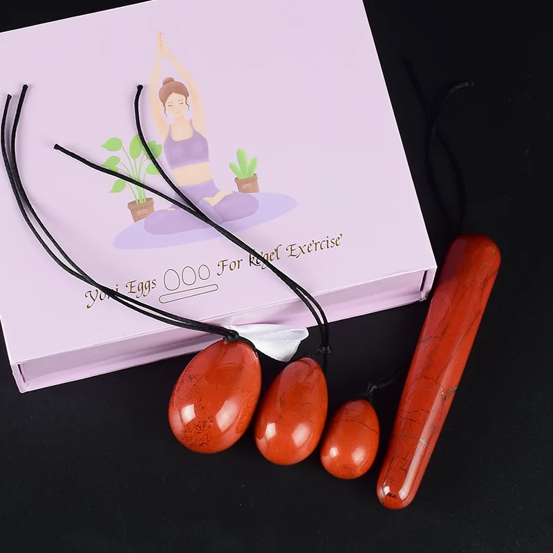 Yoni Eggs Natural crystal healing stone red jade Quartz Egg for Women Pelvic Muscle Training in a Set