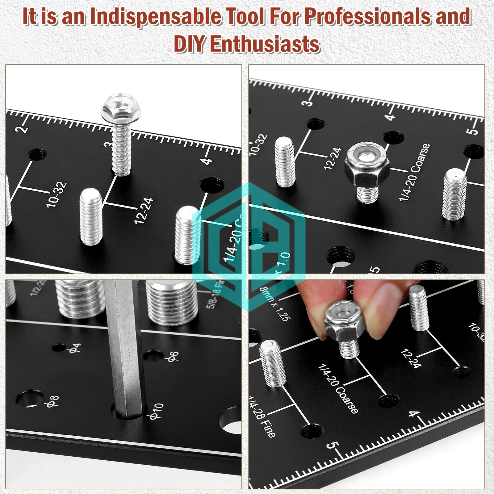 Nut and Bolt Thread Checker Set Carbon Steel Thread Identifier Gauge Standard and Metric Size Precise Screw Measuring Tool