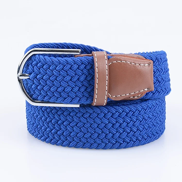 Custom Unisex Men Casual Knitted Fabric Woven Braided Elastic Stretch Belt for Women Jeans Multi-color