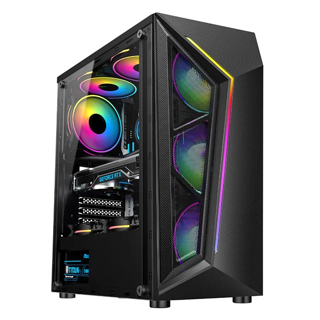 Hongyi M-ATX ATX ITX CASE table vertical SPCC HD Audio ARGB light panel gamer gaming computer pc case & towers with RGB fan
