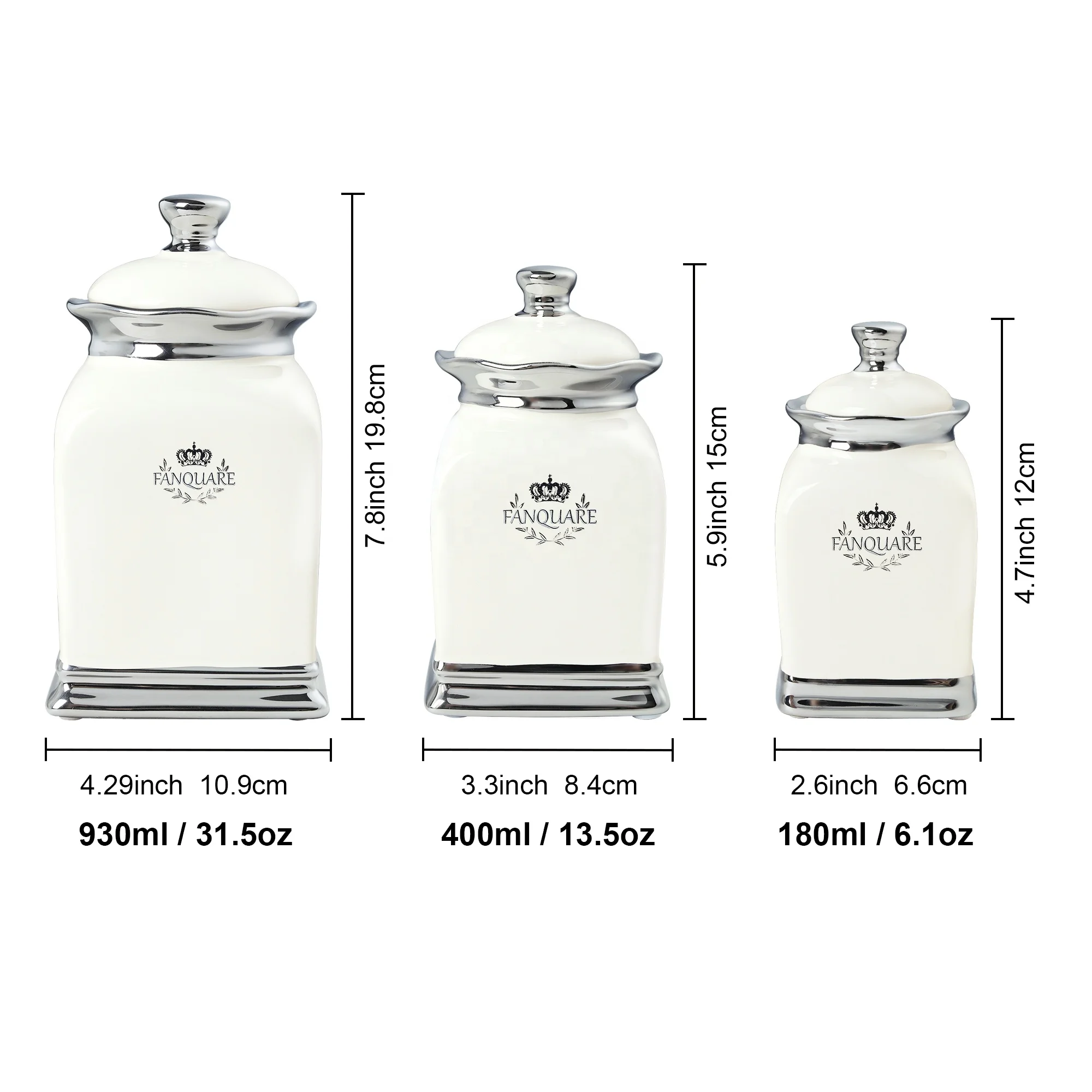 Popular Farmhouse Porcelain Cookie Jars White Ceramic Sugar Container Set of 3 in 3 Sizes with Lid for Countertop