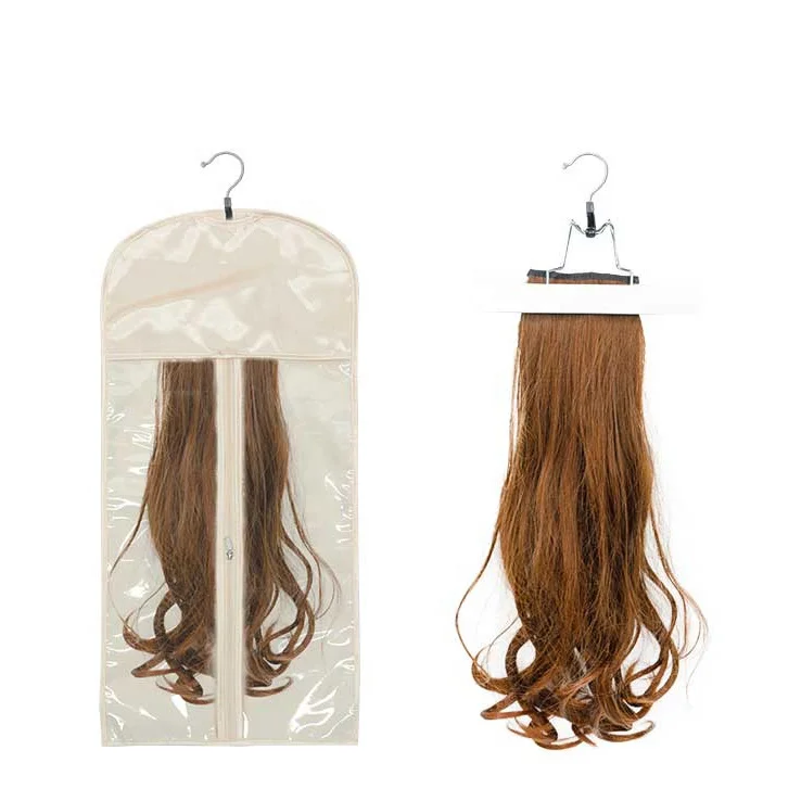 Custom Satin Wig Bag with Logo  with Hanger Satin Hair Extension Bags for Wigs Packaging Wig Satin Bag
