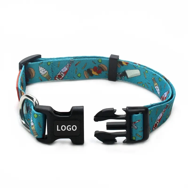 Personalized Sublimation Adjustable Pet Dog Cat Collars Durable Fashion Polyester  Dog Collars with Logo Custom