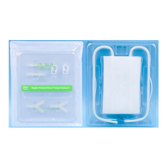 Negative pressure wound therapy dressing kits including black sponge tubes with the pad adhesive film connector medical dressing