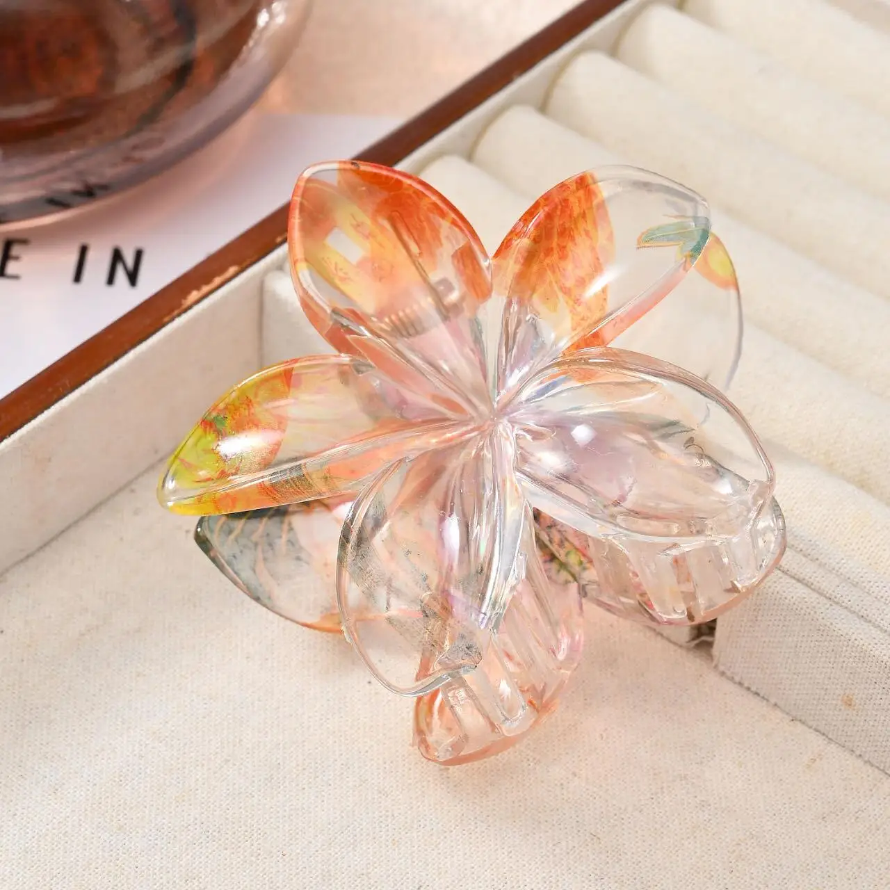 Sale Matte Flower 6 Colors Hair Curl Clips Wholesale Shiny Plastic Hair Ruff Hair Accessories