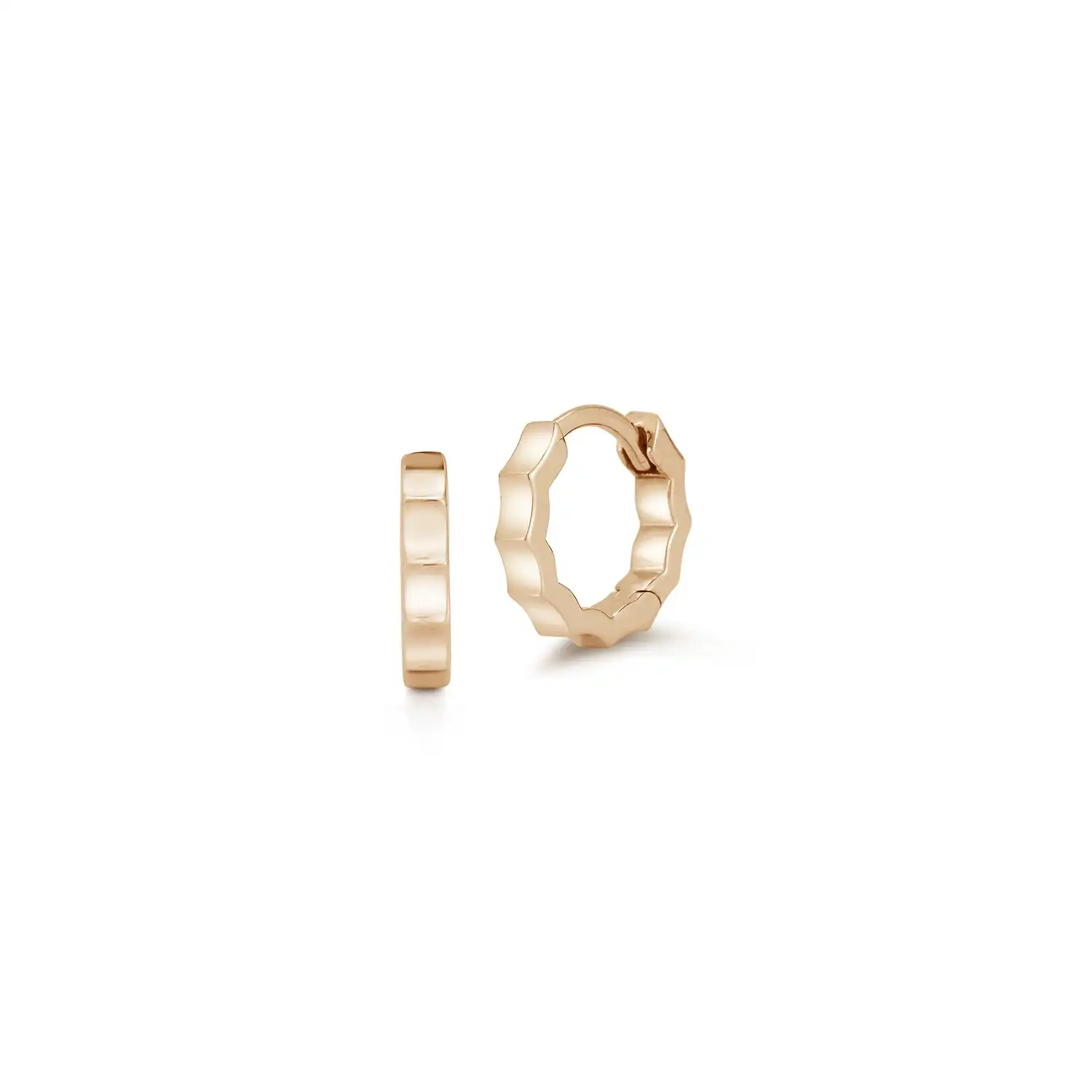 VLOVE Minimalist Earrings Jewelry Shop CLIVE II 18K GOLD SCALLOPED HUGGIE EARRINGS Diamond Huggie Earrings