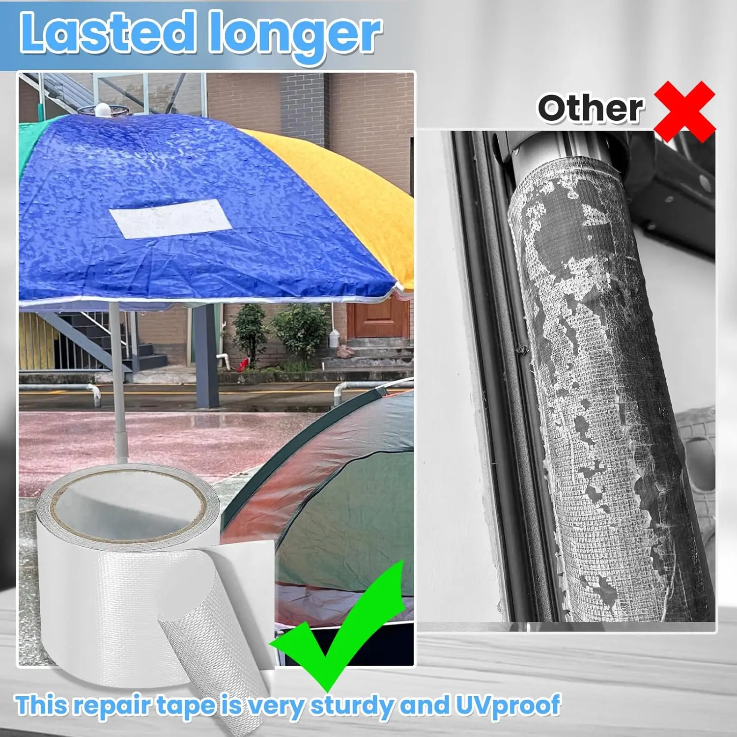 Adhesive roof tape Waterproof Repair Tape for Fabric, Awning, RV Roof, Underbelly, Tarp, Tent, Sail and Boat Cover