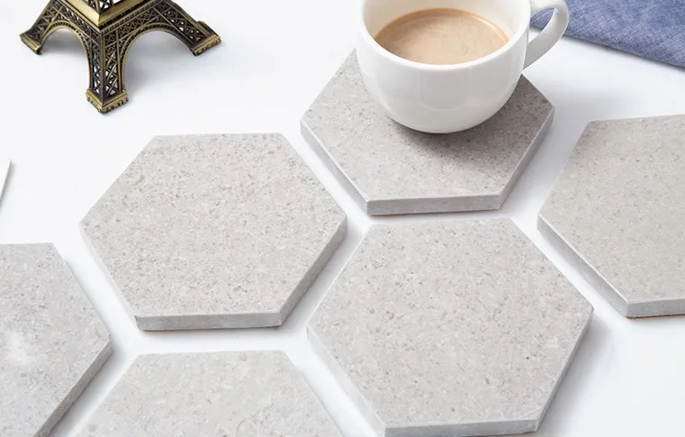 Personalized custom black or white cup marble stone coasters