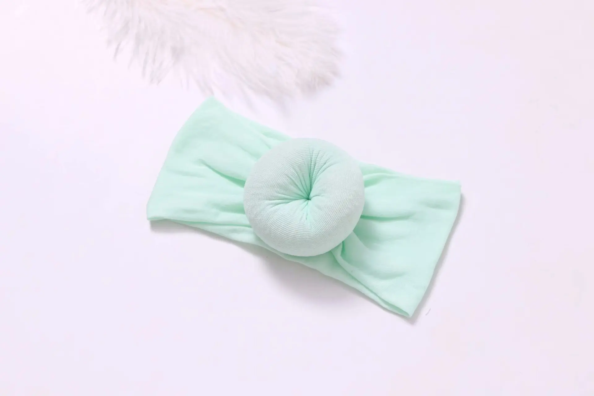 Hot Sale Baby Headband Solid Color Elastic Nylon Donut Headband with Hair Scrunchies Feature Decorative Accessories
