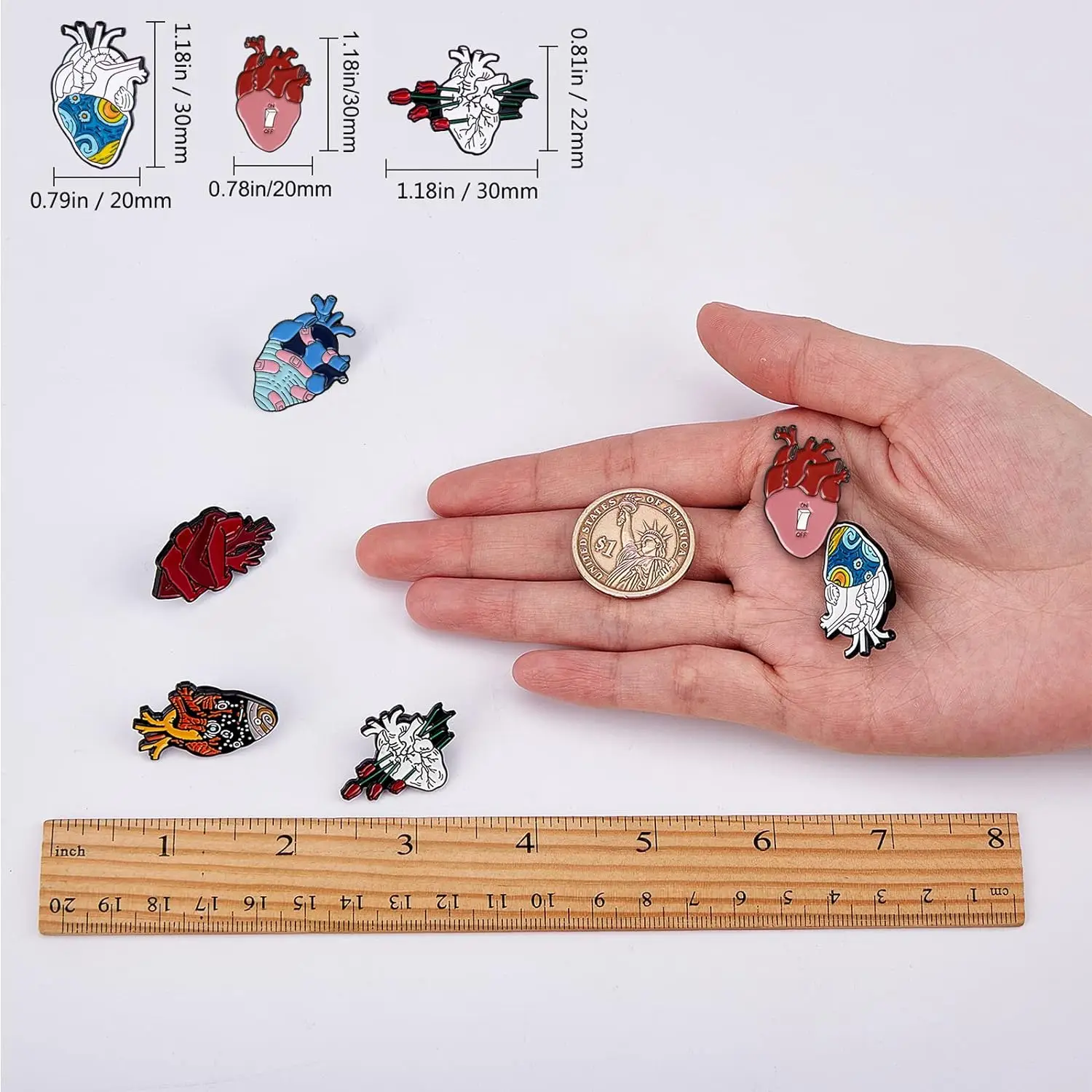 Heart Organ Series Brooch Medical Anatomical Heart Enamel Pin Brooches Heart Neurology pins Lapel Badge for Doctor Gifts
