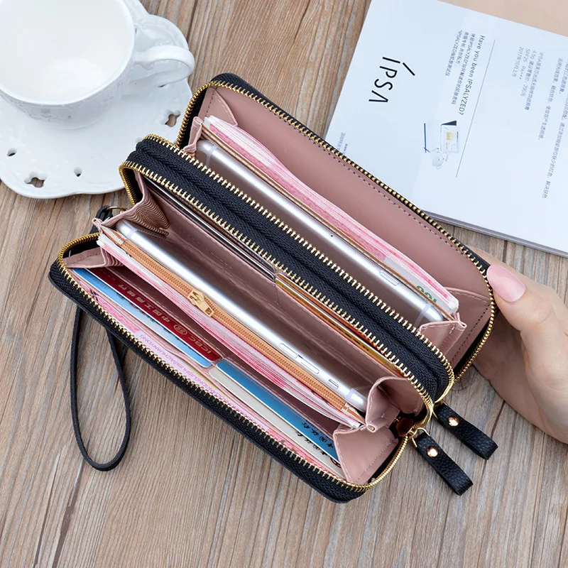 2021 new design women pu leather wallet wholesale fashion zipper purse mobile phone bags & cases