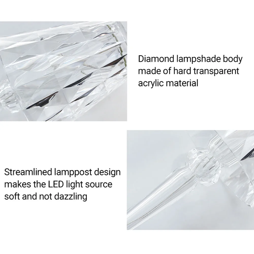 
Diamond Table Lamps Bedroom Bar Restaurant Charging Led Acrylic Desk Lamp Night Lights Bedside Light Fixtures 