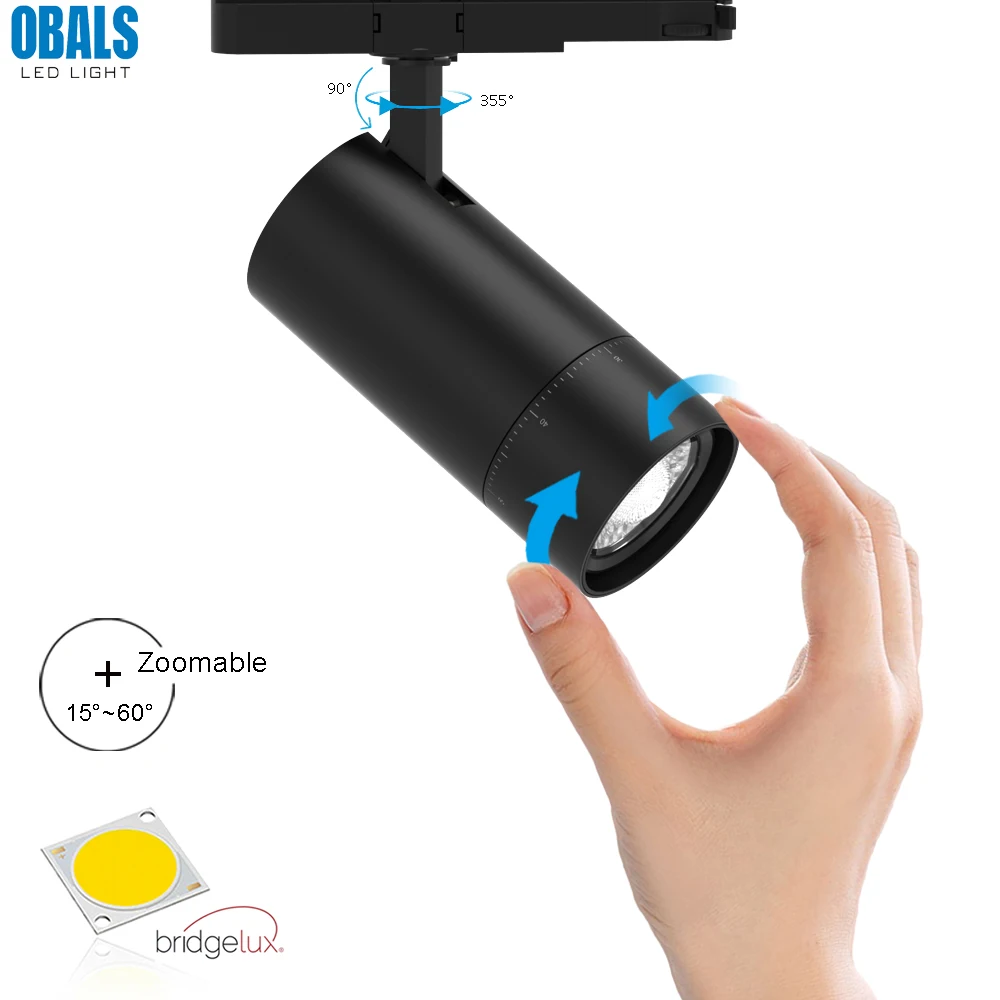 Tuya Stepless Adjustment Luminous Angle Cob Track Spot Light High Lumen Aluminum Alloy Energy Saving Zoomable LED Track Light