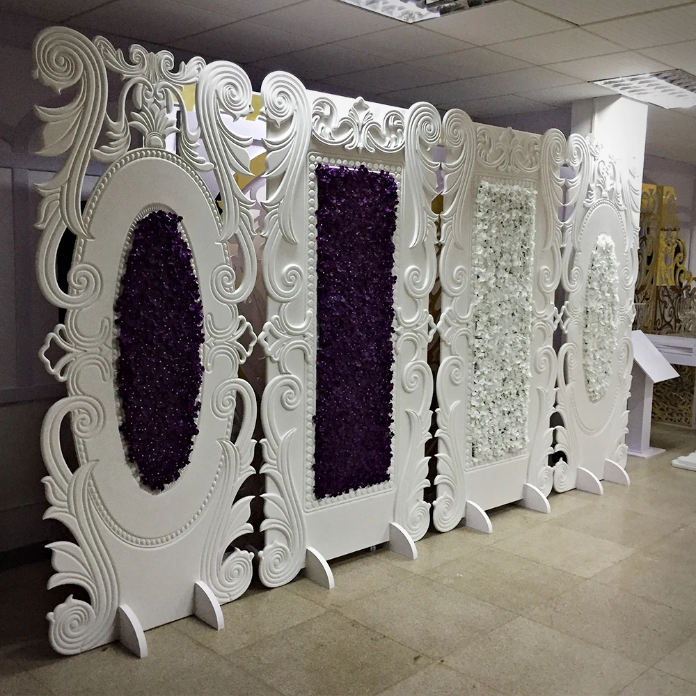 Selling Rectangle Flower Pattern  Pvc Decor Panels Gold Fancy Backdrops For Wedding