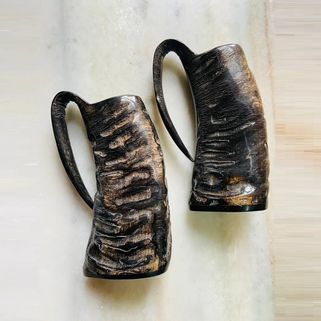 Brass Rim Glass For Vodka and Wine Natural Polished Handcrafted Beer Stein Drinking Horn Cup Viking Drinking Horn Mug Coffee Mug