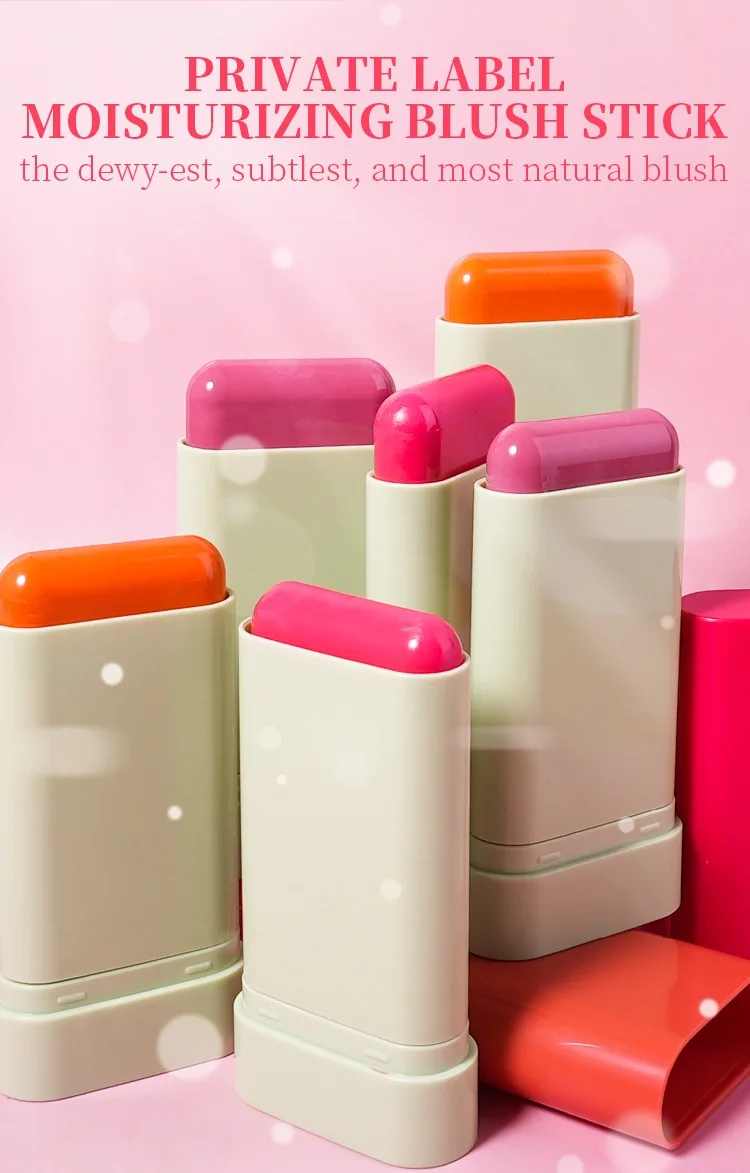 3 Colors Custom Logo Private Label Cute Vegan Cruelty Free Long Lasting High Pigment Light Tinted Face Glow Blush Sticker