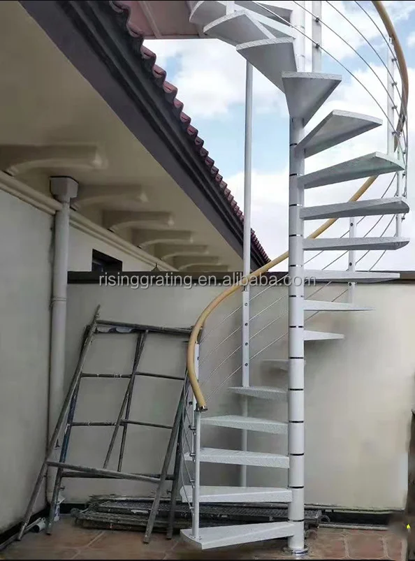 outdoor staircase with steel galvanised suspended grating