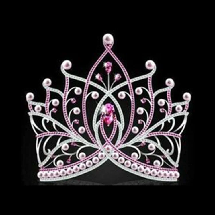 Baroque Rhinestone Royal Queen Crown High-end round Bridal Headband Christmas Pageant Crowns