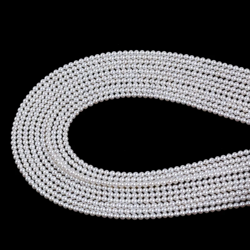 Natural Fashion 2.5-3mm A/AA/AAA Quality Round White Real Freshwater Pearl Strand